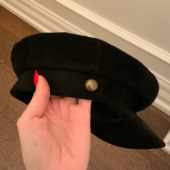 LACK OF COLOUR Lola Black Suede Conductor Cap Women’s LIKE NEW Worn 1X One Size - Picture 8 of 16